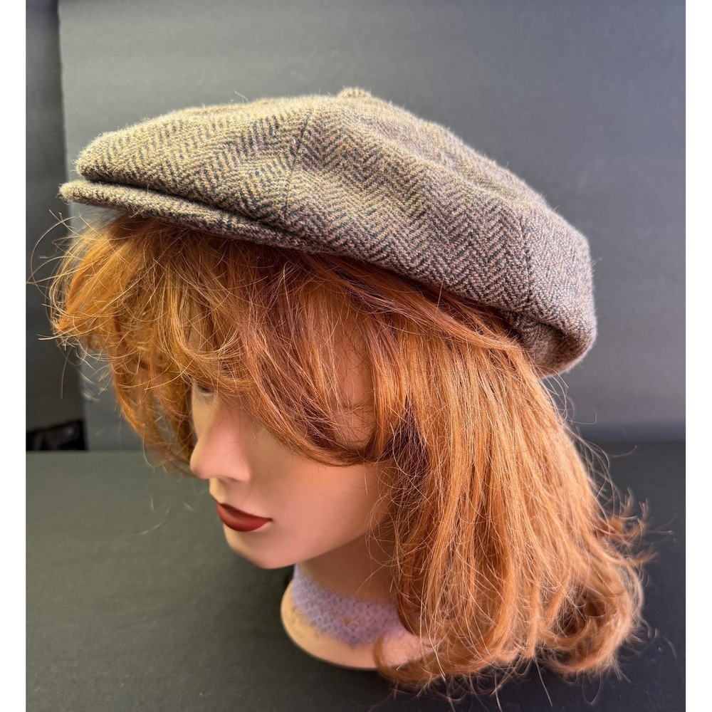 Country Gentleman Wool Herringbone Flat Cap Newsboy Hat Brown OS Adjustable